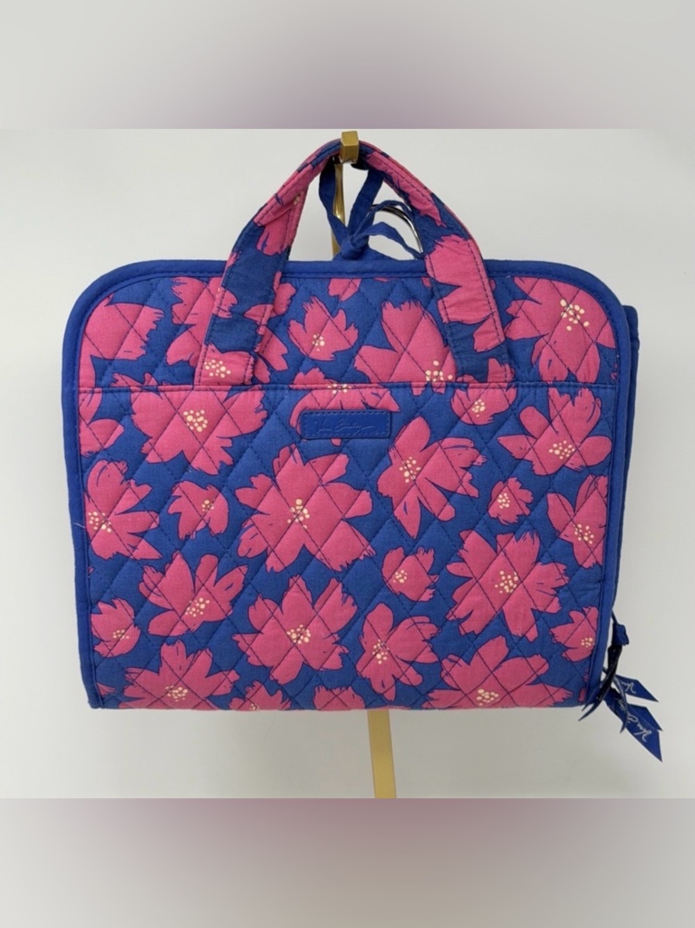 Vera Bradley Art Poppies Blue Pink Hanging Travel Toiletry Bag RETIRED